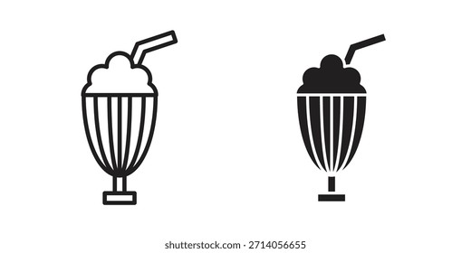 Ícone de milkshake silhueta projetos vetoriais. Traçados editáveis