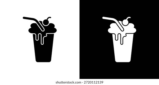 Ícone de Milkshake Ilustrações gráficas simples e planas. Vetor de silhueta preto e branco