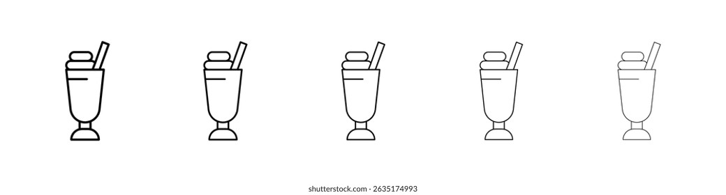 Ícone de milkshake Símbolo simples de linha fina plana
