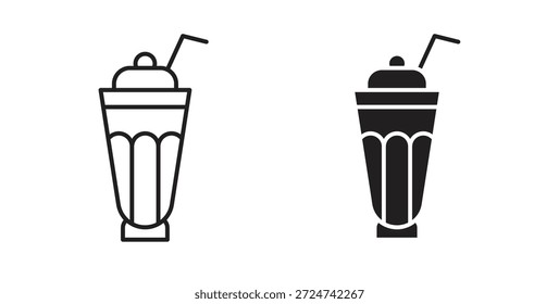 Vetores simples de ícone de Milkshake em preto, adequado para projetos