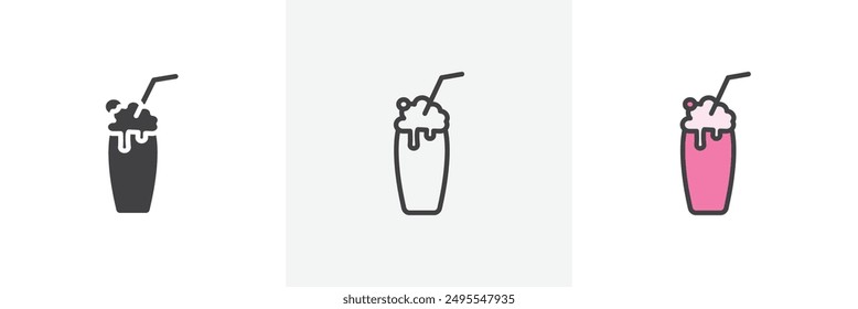 Milkshake icon symbol collection on white background.