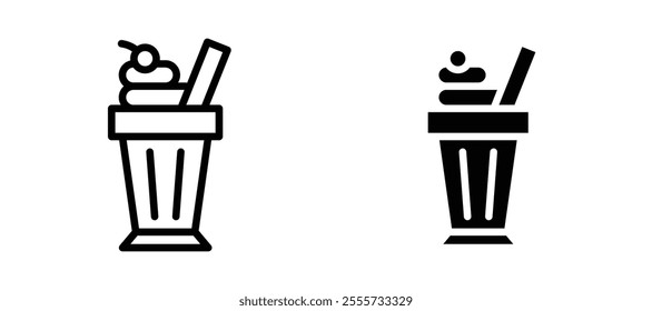 Milkshake icon symbol collection on white background.