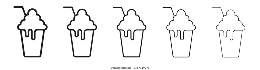 Milchshake-Symbol in dünner Linie, schwarzer Umriss und Strichstil