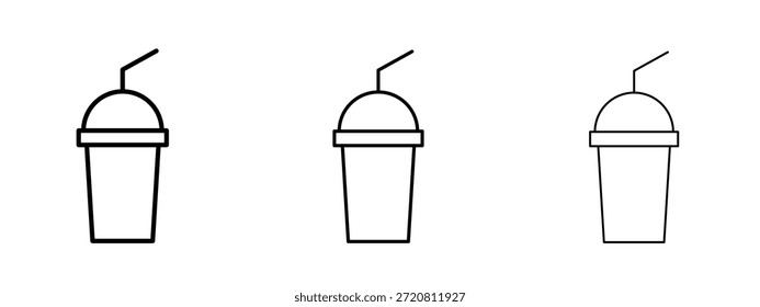 Milchshake-Symbol, dünnes Liniensymbol auf weißem Hintergrund, bearbeitbare Strich-Vektorgrafik