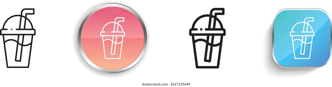 ícone do milkshake. Design fino, linear, regular e estilo botão isolado no fundo branco