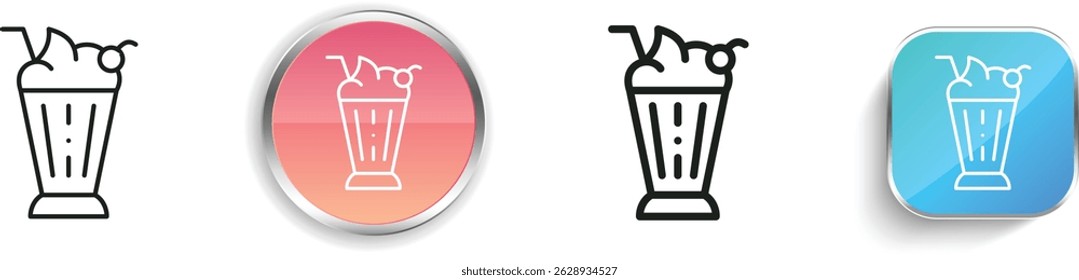 ícone do milkshake. Design fino, linear, regular e estilo botão isolado no fundo branco