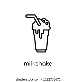 milkshake icon. Trendy modern flat linear vector milkshake icon on white background from thin line Drinks collection, outline vector illustration