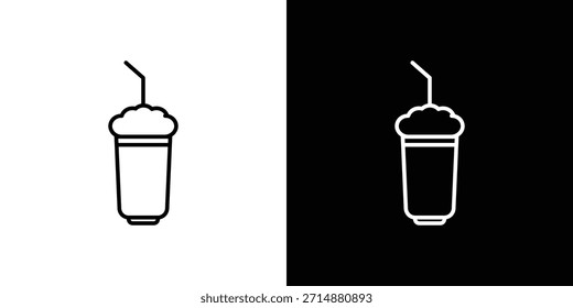 Ícone Milkshake no estilo de linha de traçado moderno. Conjunto do vetor de ícone do Website.