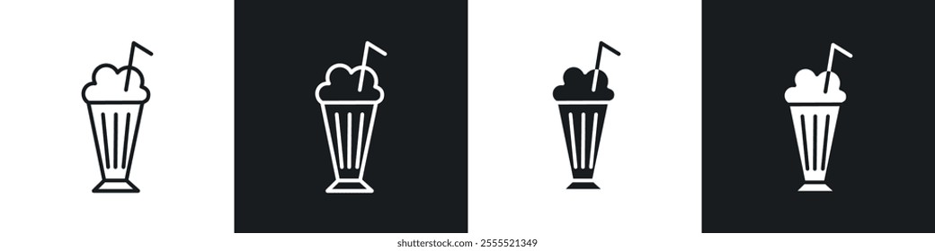 Milkshake icon vector collection in black and white.