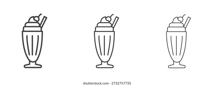 Milkshake icon vector Graphics. Black thin lines icons