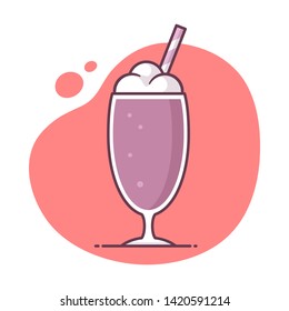 Milkshake icon vector illustration in monoline / line art style