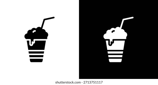 Ícone Milkshake. Ilustração vetorial. Silhueta em preto