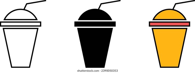 Milkshake icons collection lined, isolated and colored version. Editable stroke. Vector illustration