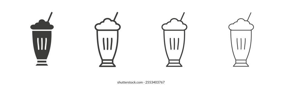 Milkshake icons collection. vector set in black color