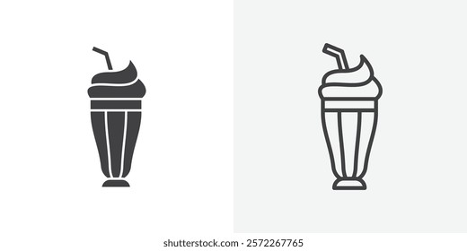 Milkshake icons. flat and line style set