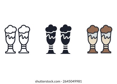 milkshake icons isolated on White Background. Flat style design