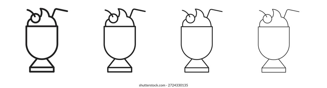 Milkshake icons for mobile concept and web design color editable