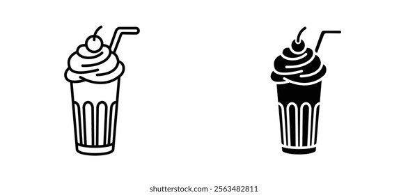 Milkshake icons in outline and fill. vector illustration for ui.