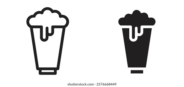 Milkshake icons in outline and stroke versions