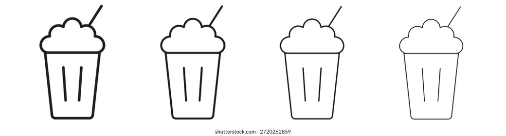 Ícones de milkshake Contorno símbolo de vetor sinal