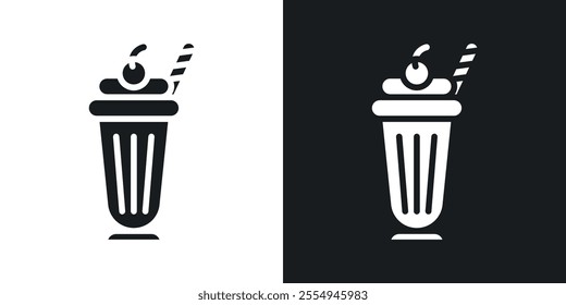 Milkshake icons in solid black and white colors