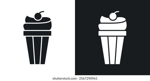 Milkshake icons in solid black and white colors