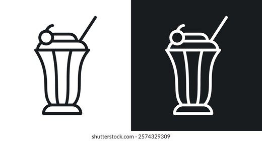 Milkshake icons in thin black and white stroke liner style