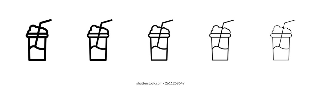 Milkshake icons vector set in different stroke line style