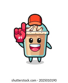 milkshake illustration cartoon with number 1 fans glove , cute style design for t shirt, sticker, logo element