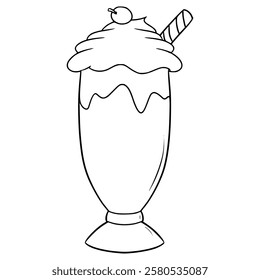 milkshake illustration hand drawn outline vector