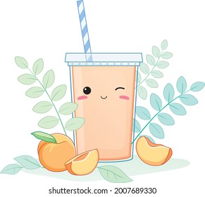 milkshake in kawaii style, cute food, vector illustration