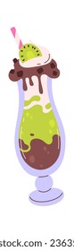 Milkshake With Kiwi Vector Illustration