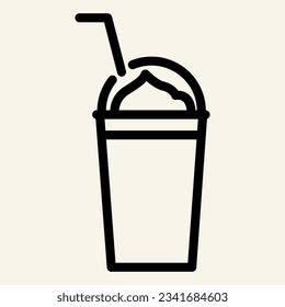 Milkshake line icon. Smoothie vector illustration isolated on white. Take away cup outline style designed for and app. Eps 10.