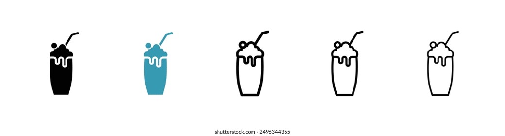 Milkshake line icon vector set.