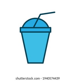 Milkshake lineal color icon on white background. Editable stroke. Design template vector