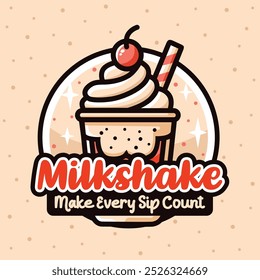 Milkshake Logo Design with Bear Mascot Vector