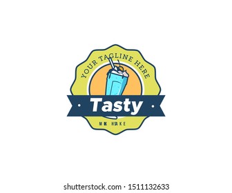 Milkshake logo design. retro logo badge. Vintage logo vector.