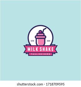 Milkshake logo design. Sweet beverages emblem. Yummy milkshake vector icon.