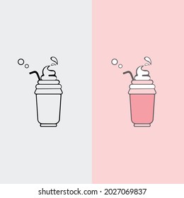 Milkshake logo design. sweet ice beverages logo design vector icon.