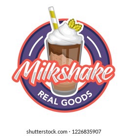 milkshake logo and font, emblem, badge object graphic illustration