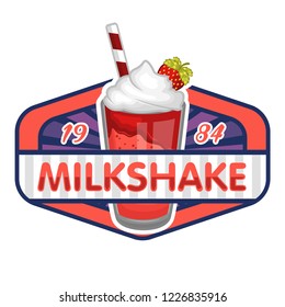 milkshake logo and font, emblem, badge object graphic illustration