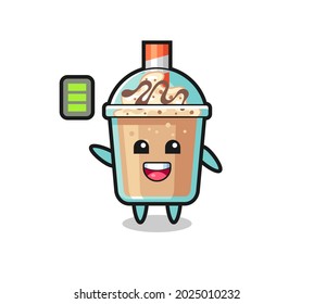 milkshake mascot character with energetic gesture , cute style design for t shirt, sticker, logo element