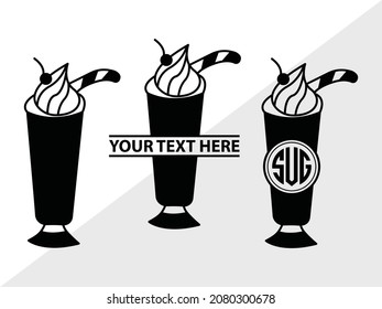 Milkshake Monogram, Drink Shake, Printable Vector Illustration