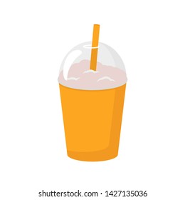 milkshake in orange glass in a flat style