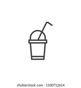 Milkshake outline icon. linear style sign for mobile concept and web design. Soft drink simple line vector icon. Symbol, logo illustration. Pixel perfect vector graphics