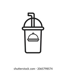 Milkshake Outline Icon Vector Illustration