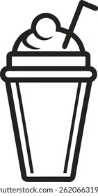 ícone do vetor do contorno do milkshake no plano de fundo branco