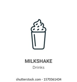 Milkshake outline vector icon. Thin line black milkshake icon, flat vector simple element illustration from editable drinks concept isolated on white background