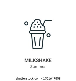 Milchshake umreißt Vektorillustration Symbol. Dünne schwarze Milkshake-Symbol, einfache flache Vektorillustration-Elementgrafik aus bearbeitbarem Sommerkonzept einzeln auf weißem Hintergrund