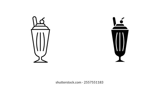 Milkshake outlined and solid icon vector collection.